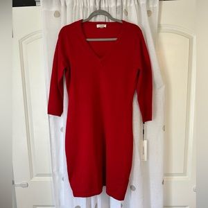 NWT- Calvin Klein - Red Bodycon Sweater Dress - Large